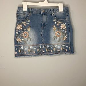 Altar’d State Jean Skirt Embroidered